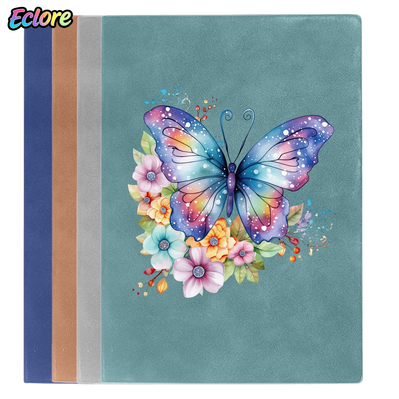 Leather Work Diary Covers - Vintage lederen notitieboek met regenboog aquarel
