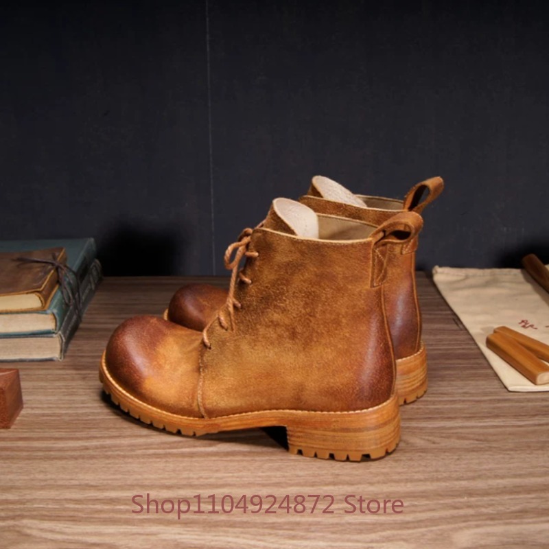 Leather Work Western - Handgemaakte retro woestijnlaarzen voor heren, echt