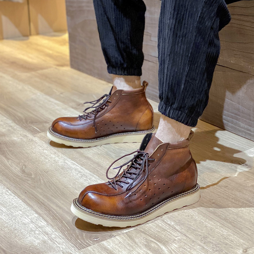 Leather Work Western - Echt leer voor heren, uitgeholde Chelsea-laarzen,