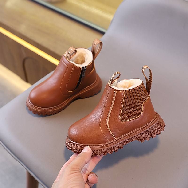 Leather Work For Kids - Kinderen met fleece gevoerde werklaarzen Winter