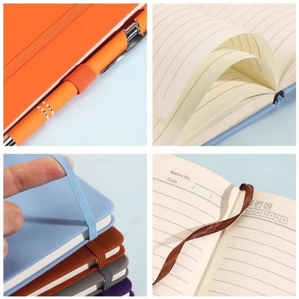 Leather Work Diary Covers - Mini-pocketnotitieboekjes met elastische band, leren omslag,
