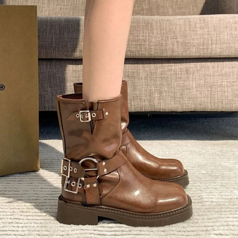 Leather Work Western - Dames enkellaarsjes Herfst Werk Mode Elegant