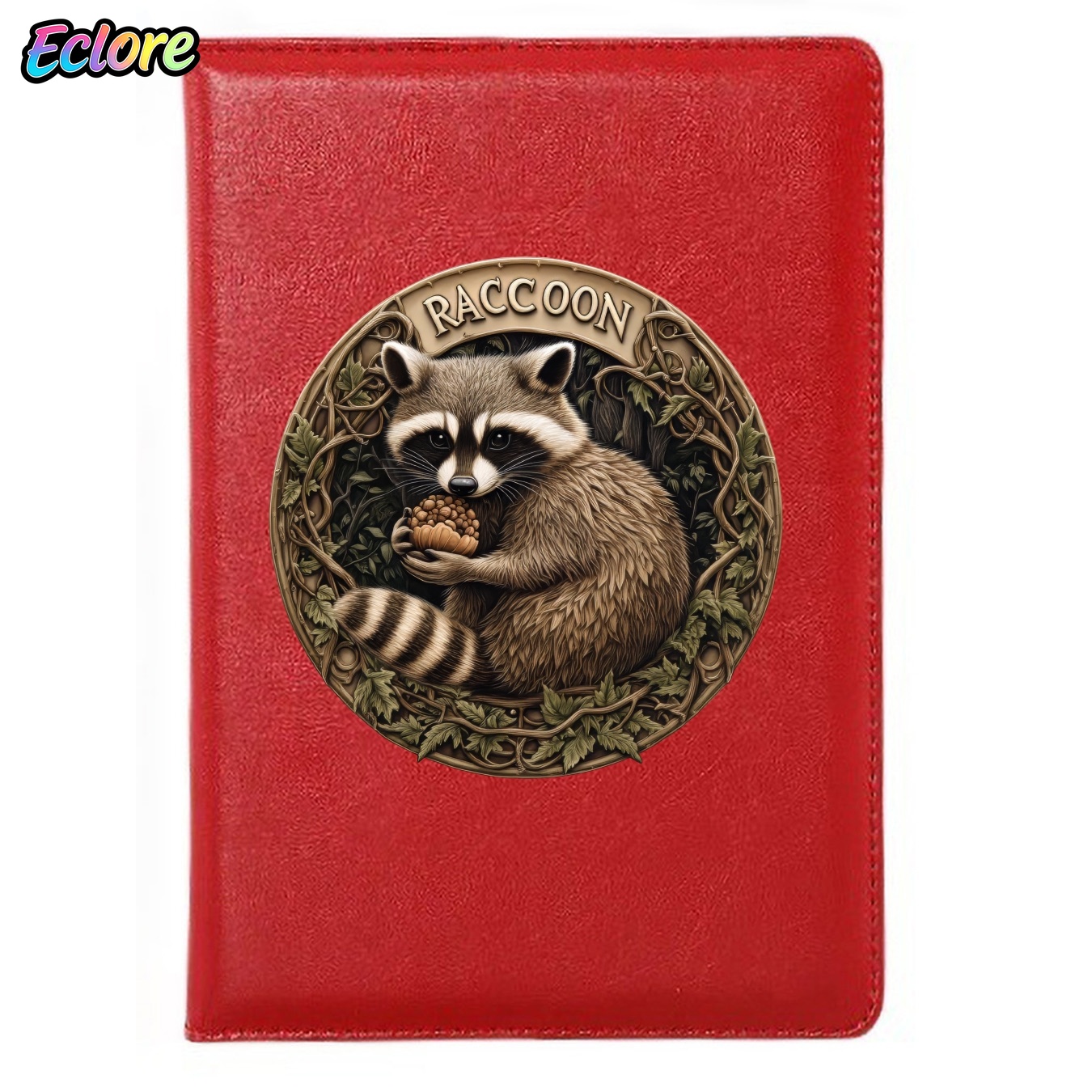 Leather Work Diary Covers - Vintage lederen dagboek met wasbeerillustratie, zachte
